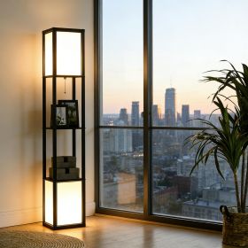 Modern Shelf Floor Lamp with Dual Ambient Light, Standing Lamp Living Room Modern Shelf Floor Lamp with Dual Ambient Light, Standing Lamp Living Room